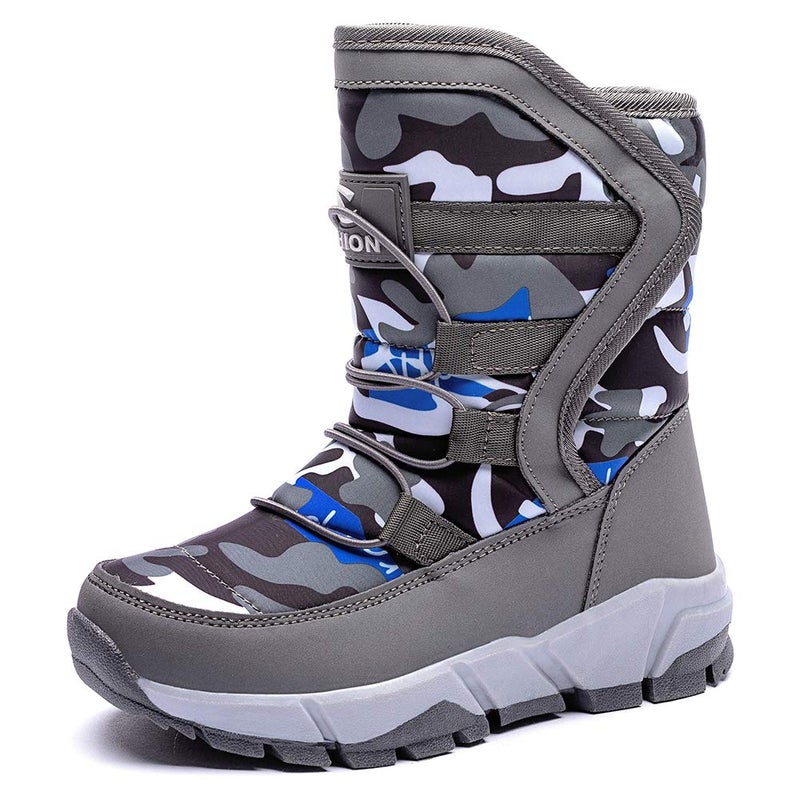 GUBARUN Boys Girls Snow Boots Winter Waterproof Slip Resistant Cold Weather Shoes(Grey-little kid11) - Image 1